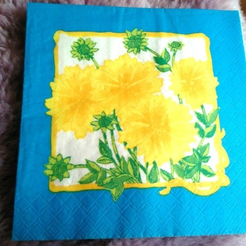 Serviette papier/napkin  "fleurs jaunes"