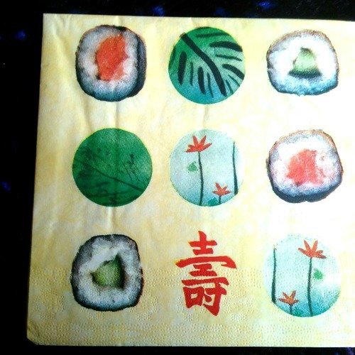 Serviette papier/napkin "voyage en asie, sushi" 