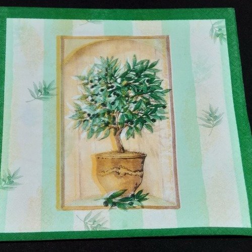 Serviette papier/napkin  "olivier en poterie" 