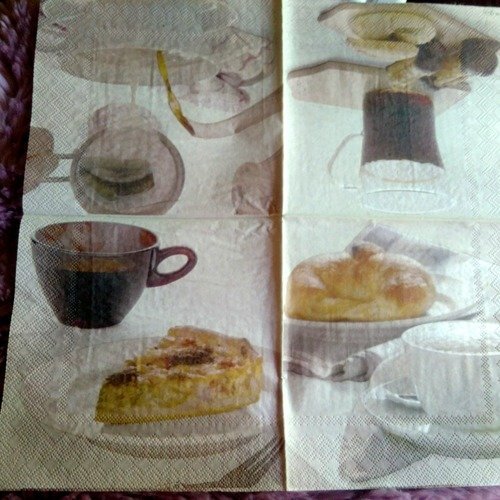 Serviette papier/napkin  "café, croissant" 
