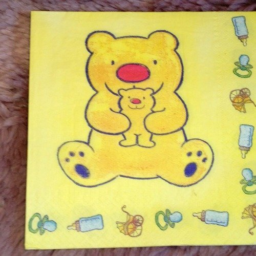 Serviette papier "ours teddy, bébé, biberon, tétine"