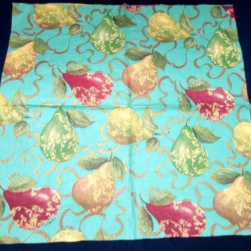 Serviette papier/napkin  fruit "poires style baroque" 