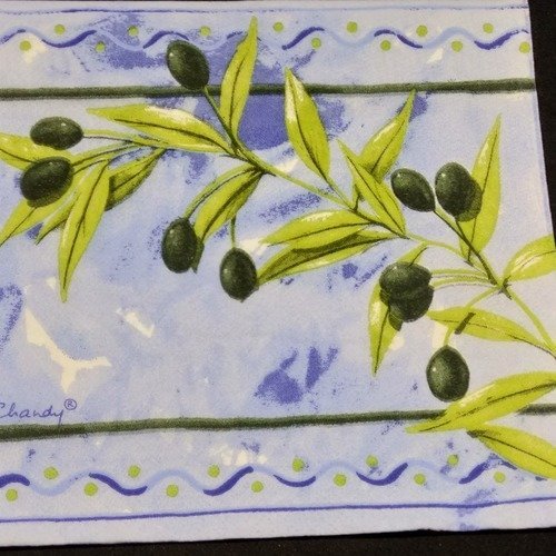 Serviette papier/napkin  "olive, branche d'olivier" 