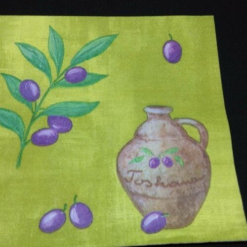 Serviette papier/napkin  "olive, poterie"