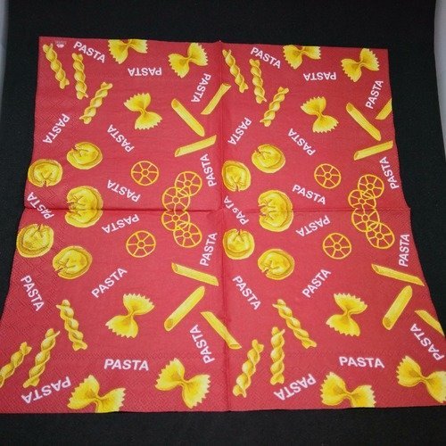 Serviette papier/napkin  "pâtes, pasta" 