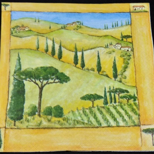 Serviette papier/napkin  "paysage de toscane"