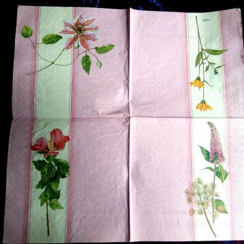 Serviette papier/napkin  "4 fleurs" 