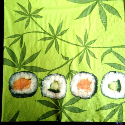 Serviette papier/napkin  "voyage en asie, sushi" 