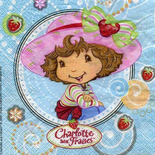 Serviette papier/napkin : enfant "charlotte aux fraises" 