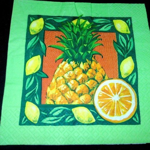 Serviette papier/napkin  fruit "ananas, orange, citron" 