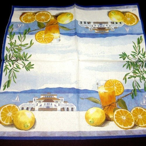 Serviette papier/napkin  fruit  "orange"