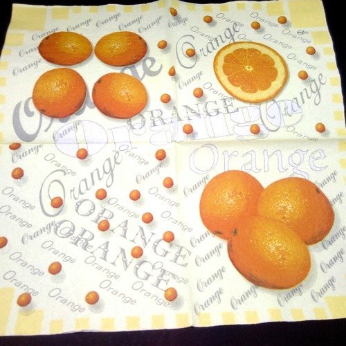 Serviette papier/napkin  fruit  "orange" 