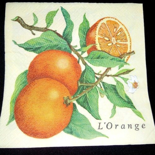 Serviette papier/napkin  fruit  "orange"