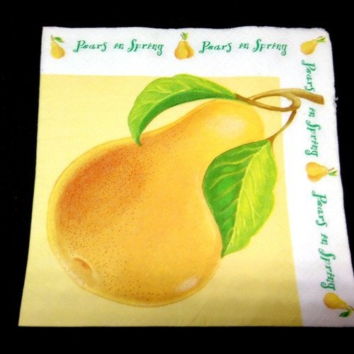 Serviette papier/napkin  fruit "poire, feuille" 