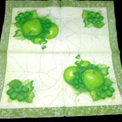 Serviette papier/napkin  fruit "pomme verte, raisin" 