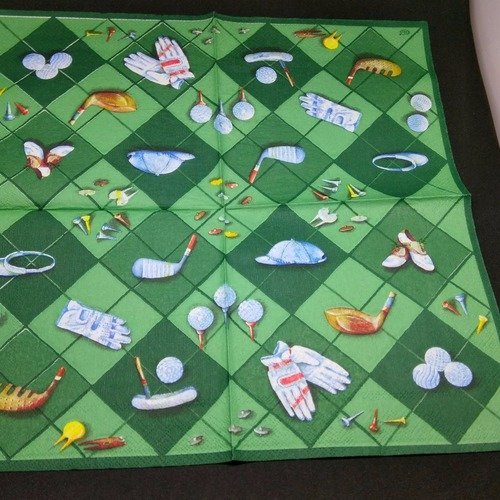 Serviette papier/napkin  "golf, accessoires"