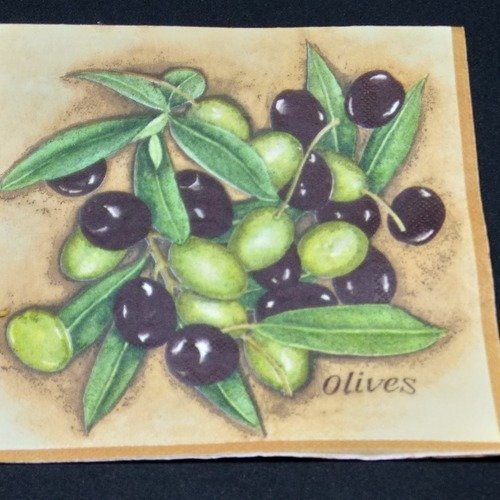 Serviette papier/napkin  "olive noire et verte"