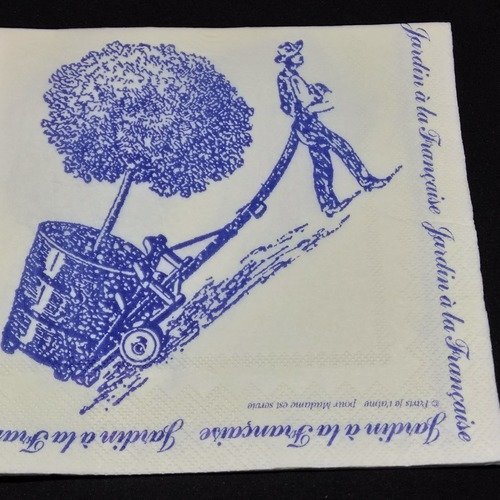 Serviette papier/napkin  "jardinier, jardin à la française" 