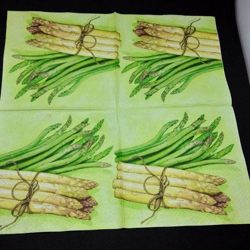 Serviette papier/napkin  légume "asperges"