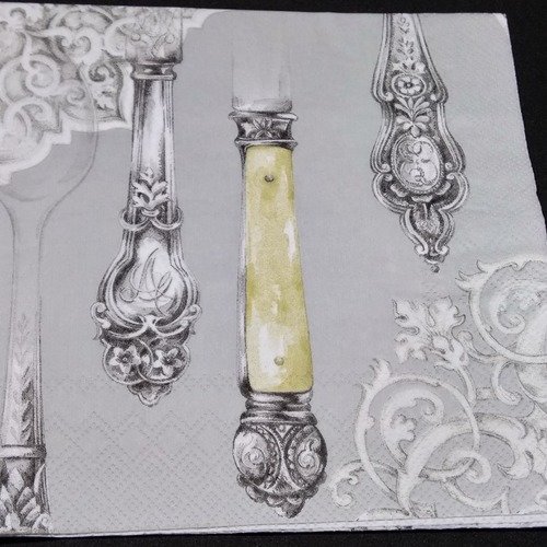 Serviette papier/napkin   "table couverts vintages" 