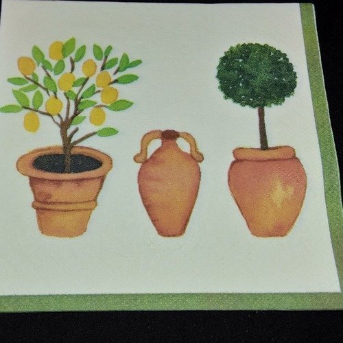 Serviette papier/napkin  "citronnier en poterie, arbuste en poterie"
