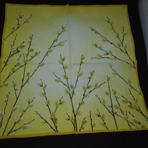Serviette papier/napkin "branches de saules et châtons" 