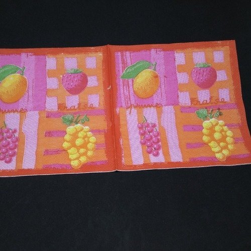 Serviette papier/napkin   "prune, fraise, groseille, raisin" 