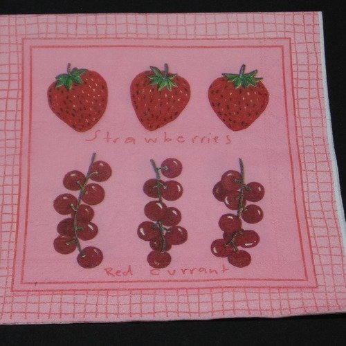 Serviette papier/napkin   "fraises, groseilles" 