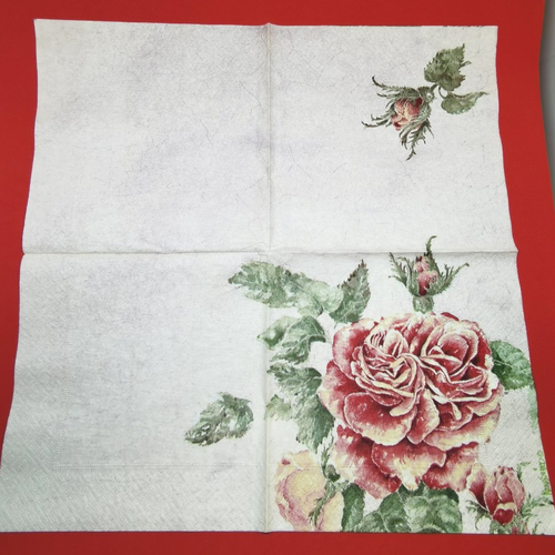 Serviette papier/napkin  "mona svärd, austin rose", rose ancienne