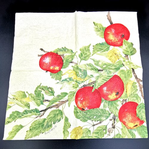 Serviette papier/napkin  "mona svärd, ingrid marie", pommes rouges