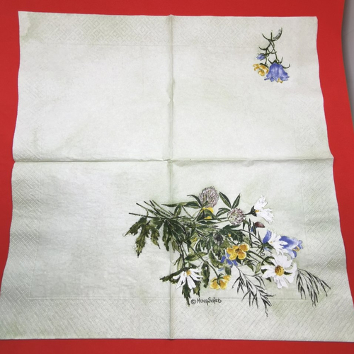 Serviette papier/napkin  "mona svärd, wiesenblumen", bouquet de fleurs des champs