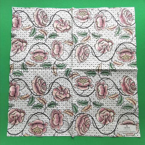 Serviette papier/napkin: gien france "dominote", jardins : fleurs stylisées en arabesques