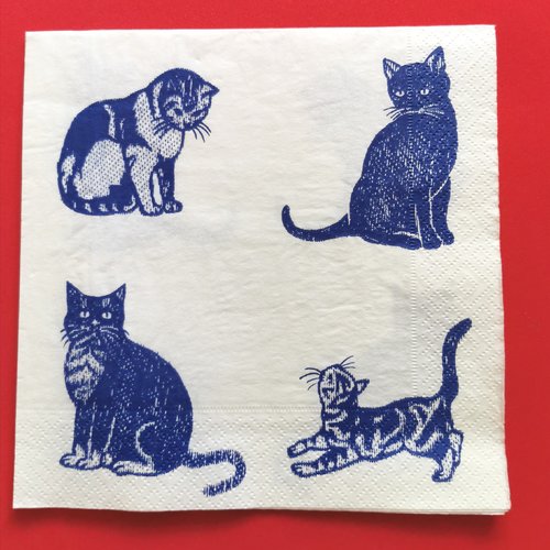 Serviette papier/napkin : "chats et chaton"