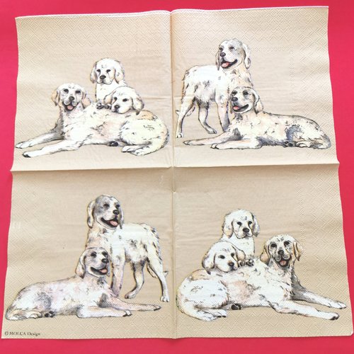 Serviette papier/napkin: "chiens, chiens et chiots golden retriever"