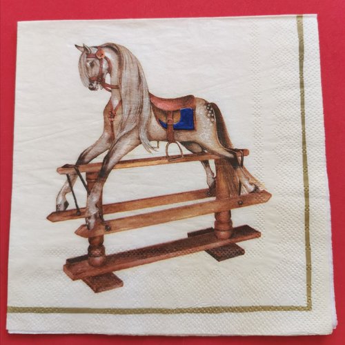 Serviette papier/napkin: "cheval, chevaux, cheval à bascule, jouet vintage"