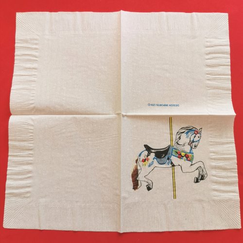 Serviette papier/napkin: "cheval, chevaux, cheval de bois, manège enfants"