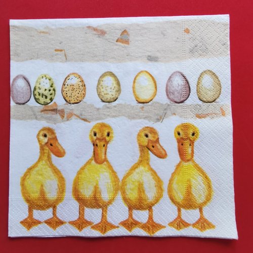 Serviette papier/napkin : "canards, caneton, œufs"