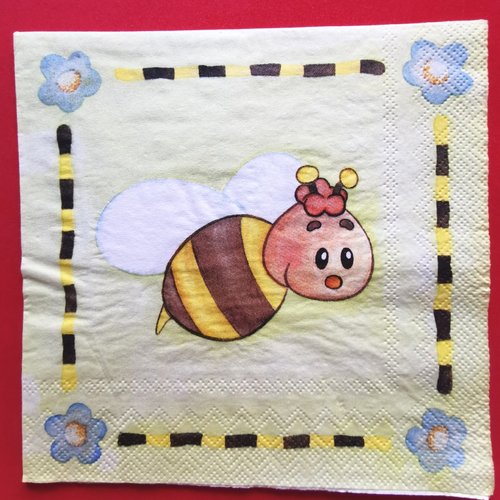 Serviette papier/napkin : "abeilles, bébé"