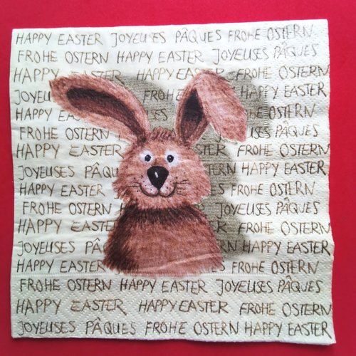 Serviette papier/napkin : "lapins, écritures"