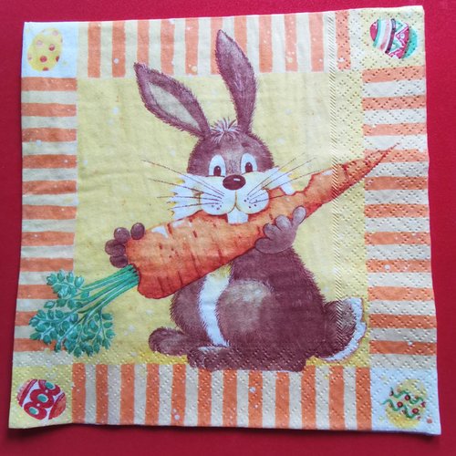 Serviette papier/napkin : "lapins, carotte"