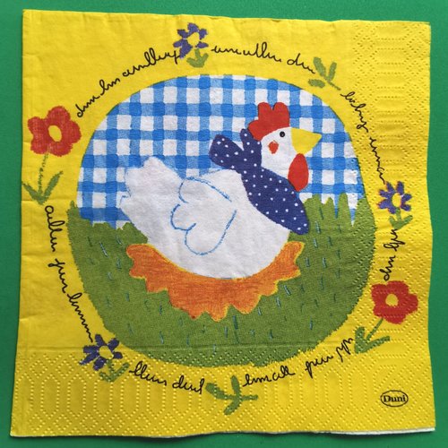 Serviette papier/napkin : "poules"