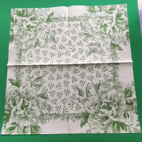 Serviette papier/napkin: faïencerie gien france "fleur de chine", pivoine