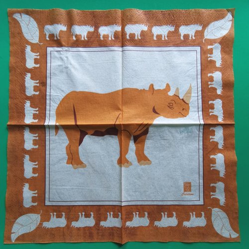 Serviette papier/napkin : "rhinocéros"