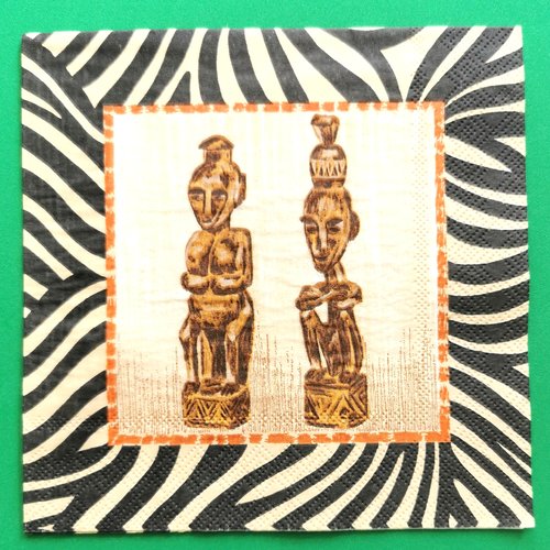 Serviette papier/napkin : "statuettes africaines"
