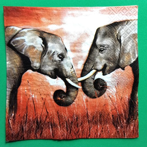 Serviette papier/napkin : "éléphants"