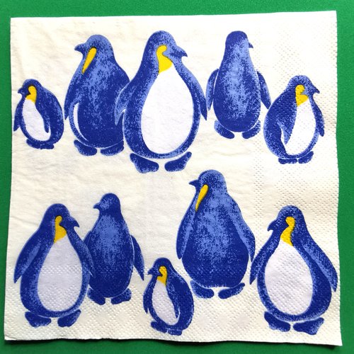 Serviette papier/napkin : "pingouins"