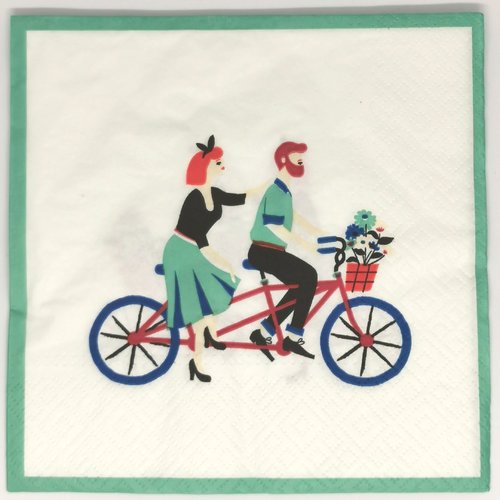 Serviette papier/napkin : "vélos, tandem"