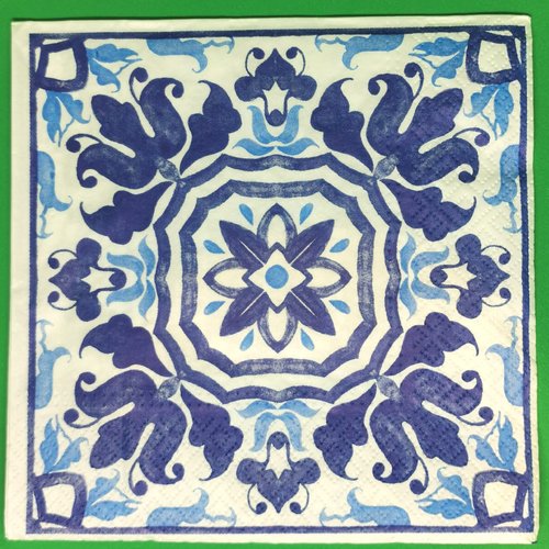 Serviette papier/napkin  "carreaux de faïence azulejo bleus"