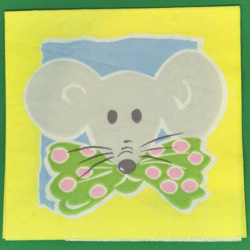 Serviette papier/napkin : "souris, nœud papillon"