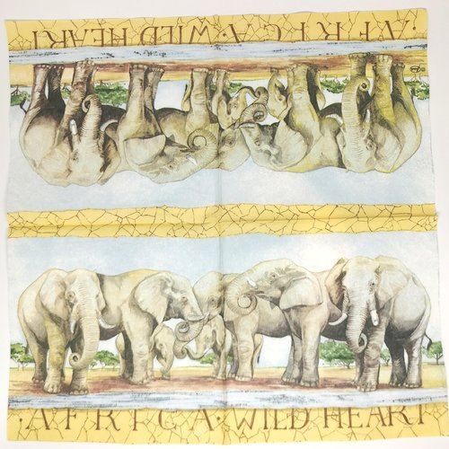 Serviette papier/napkin : "eléphants, éléphanteaux"